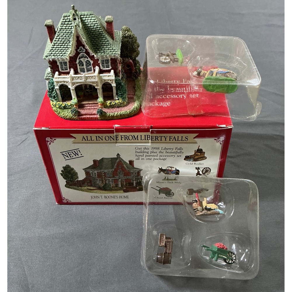 Liberty Falls John T. Boone's Home AH153 1998 Village House with Accessories